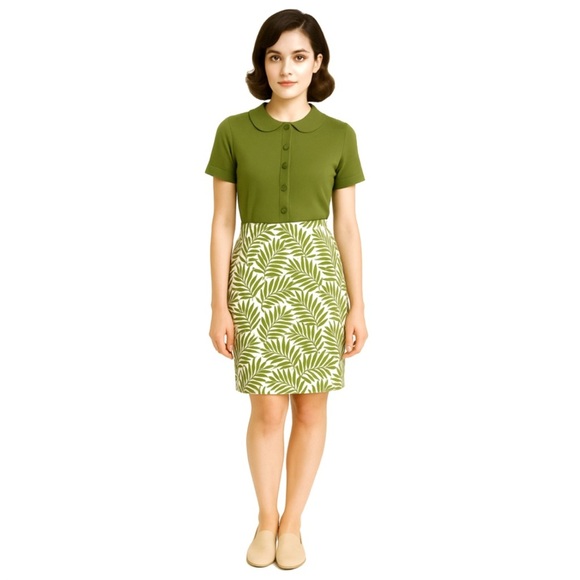 Ann Taylor Dresses & Skirts - Vintage-Inspired Ann Taylor White Skirt with Green Leaf Print – Size 4 (Small)